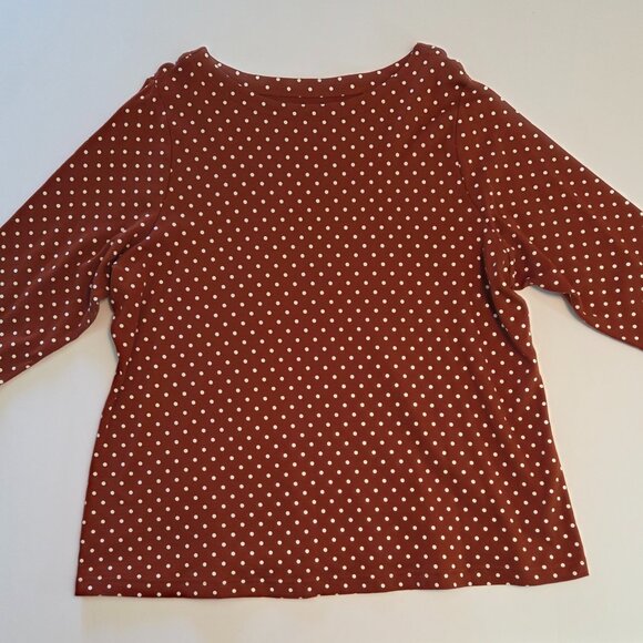 Croft & Barrow Women’s Plus 3/4 Sleeve Polka Dot Top, 2X, Rust / White - Picture 3 of 8